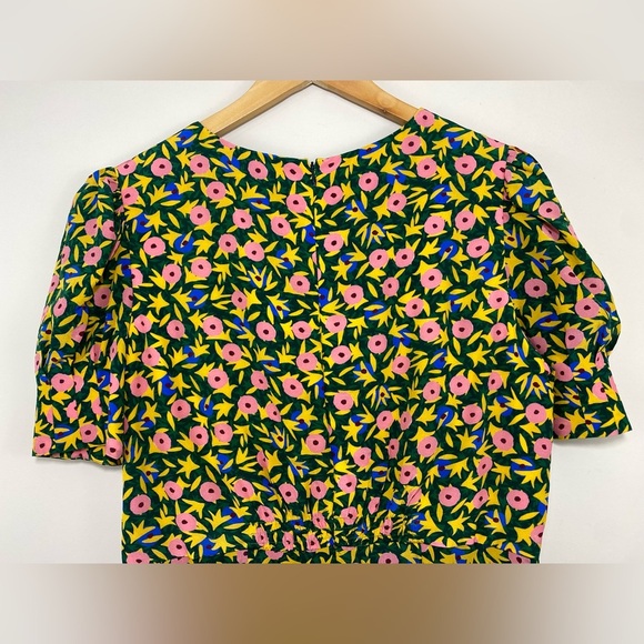 Saloni Bianca Midi Dress Silk Crepe Alpine Bouquet Size 12 - Picture 8 of 11